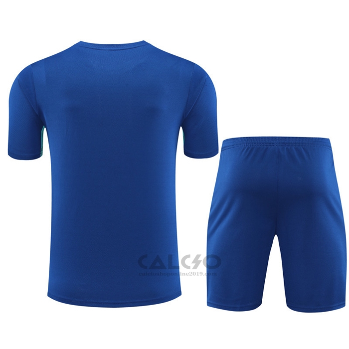 Tuta da Track FC Barcellona Manica Corta 2023-2024 Blu - Pantaloncini